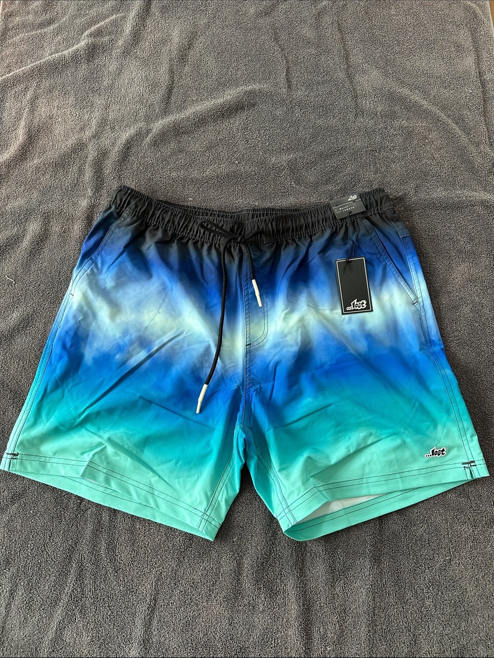 Lost Men's Blue to Teal Ombre Swim Trunks
